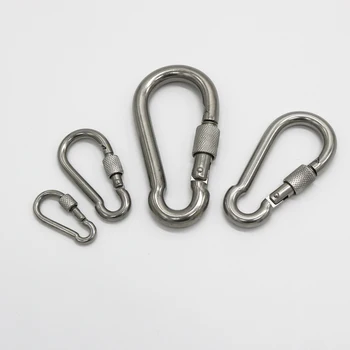 M6/M8/M10 Multifunctional 304 Stainless Steel Spring Snap Carabiner Quick Link Lock Ring Hook Snap Shackle Chain Fastener Hook