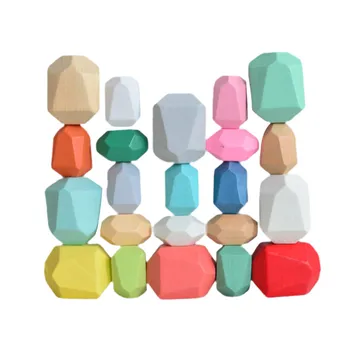 Wooden Building Blocks Set Natural Balancing Blocks Colored Wooden Stones Stacking Game Rock Blocks Educational Puzzle Toy 
Wooden Building Blocks Set Natural Balancing Blocks Colored Wooden Stones Stacking Game Rock Blocks Educational Puzzle Toy