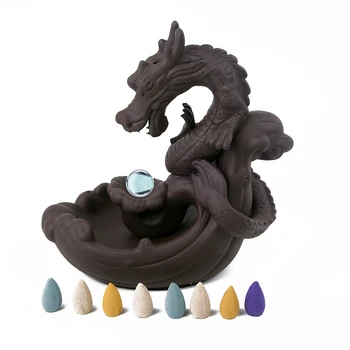 Dragon Shaped Ceramic Smoke Waterfall Backflow Incense Burner Censer DIY Cafts Home Living Room Table Decoration
Dragon Shaped Ceramic Smoke Waterfall Backflow Incense Burner Censer DIY Cafts Home Living Room Table Decoration
