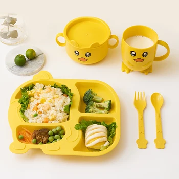 Cartoon Children's Tableware Anti-fall and Anti-scald Children's Grid Plate with Lid Binaural Bowl Milk Cup Five-piece Set
Cartoon Children's Tableware Anti-fall and Anti-scald Children's Grid Plate with Lid Binaural Bowl Milk Cup Five-piece Set