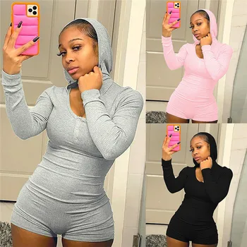 Sexy Women Deep V-neck Bodycon Sleepwear Jumpsuit Bodysuit Shorts Romper Bodysuit Hooded Leotard Long Sleeve Button Bodysuit New 
Sexy Women Deep V-neck Bodycon Sleepwear Jumpsuit Bodysuit Shorts Romper Bodysuit Hooded Leotard Long Sleeve Button Bodysuit New