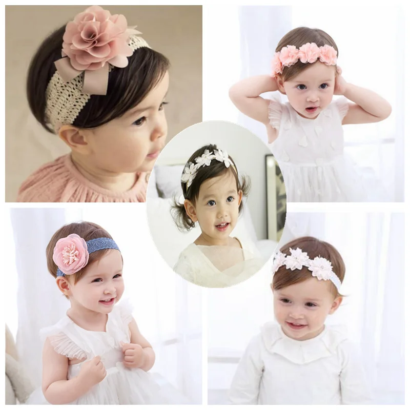 Корейская повязка на голову для малышей аксессуары новорожденных с цветами