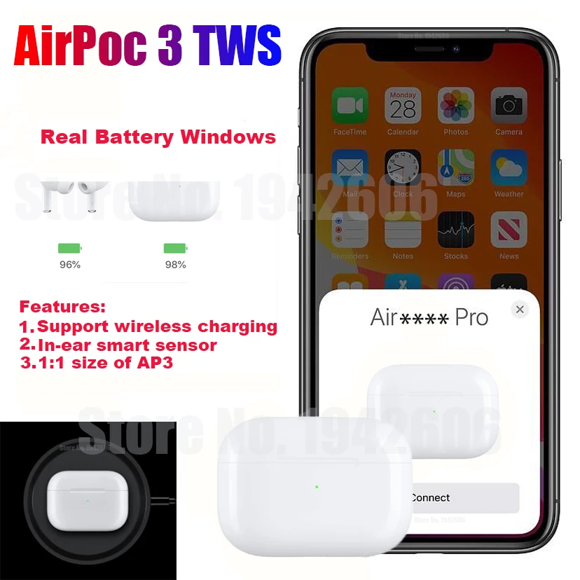 AirPoc 3 TWS In-ear detection 1:1 Pop up Separate use Wireless Earphones Sport bluetooth headphone not Original Features
AirPoc 3 TWS In-ear detection 1:1 Pop up Separate use Wireless Earphones Sport bluetooth headphone not Original Features