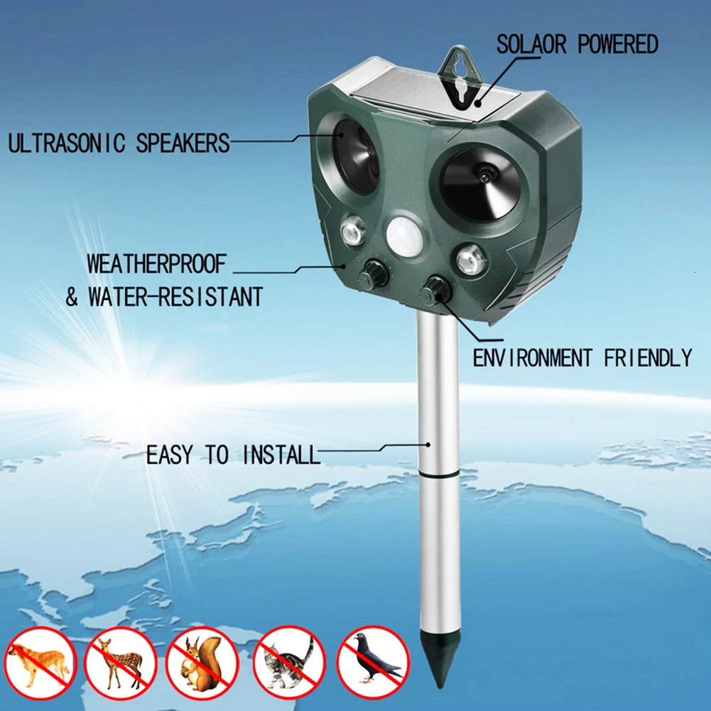 Powerful Ultrasonic Pest Repeller Outdoor Solar Animal Pest Mouse Repeller Cat Dog Deterrent Scarer Repellent Garden Supplies
Powerful Ultrasonic Pest Repeller Outdoor Solar Animal Pest Mouse Repeller Cat Dog Deterrent Scarer Repellent Garden Supplies
