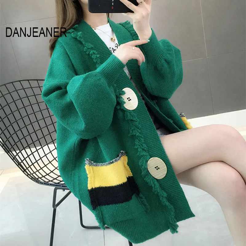 DANJEANER Lazy Wind Korean Style Women Sweaters Coat Autumn Winter Thick Lantern Sleeve Long Cardigan Knitted Sweater Mujer
DANJEANER Lazy Wind Korean Style Women Sweaters Coat Autumn Winter Thick Lantern Sleeve Long Cardigan Knitted Sweater Mujer
