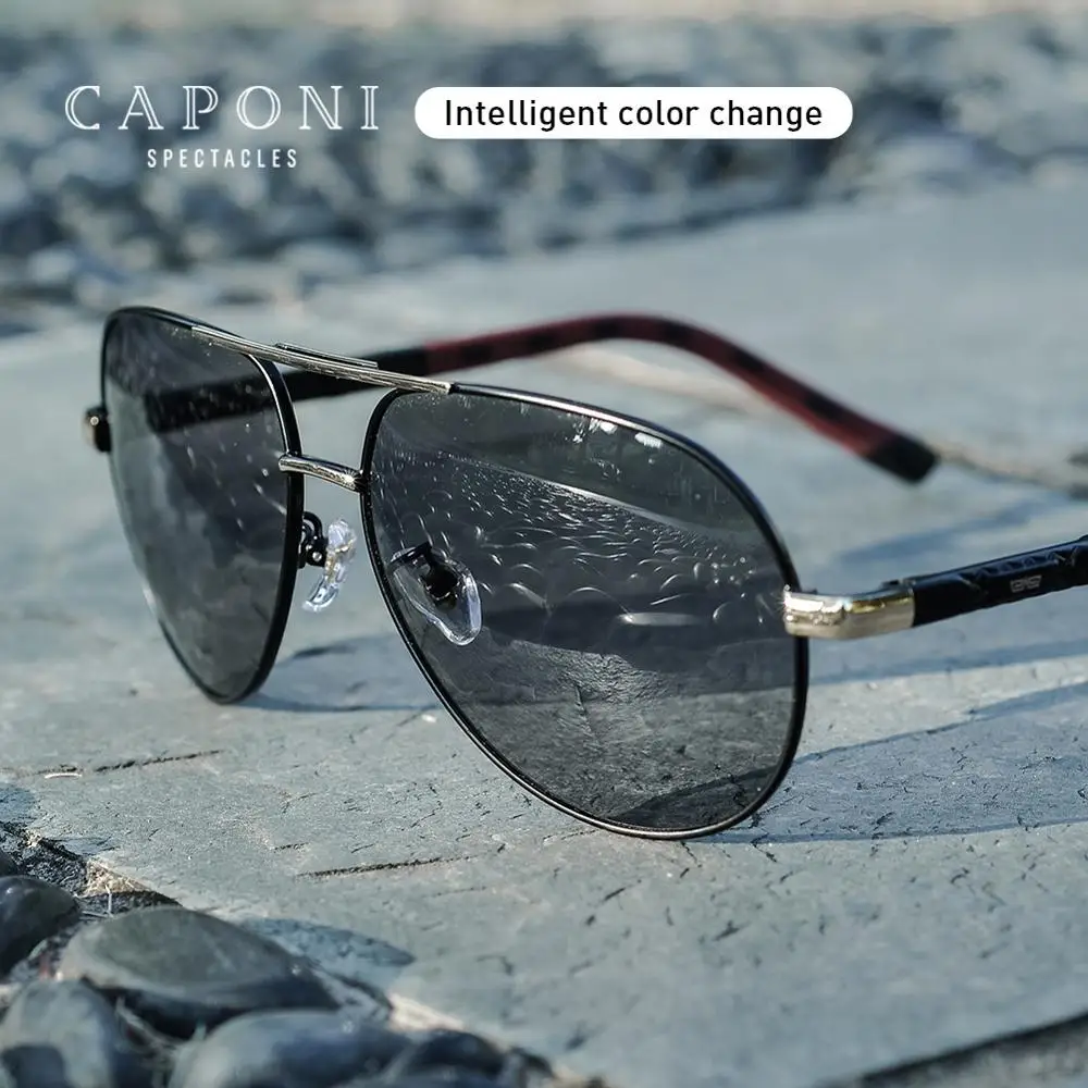 CAPONI Pilot Photochromic Sun Glasses Alloy Polarized Eyewear For Male Day And Night Brand Designer Driving Men Shades BS8725
CAPONI Pilot Photochromic Sun Glasses Alloy Polarized Eyewear For Male Day And Night Brand Designer Driving Men Shades BS8725