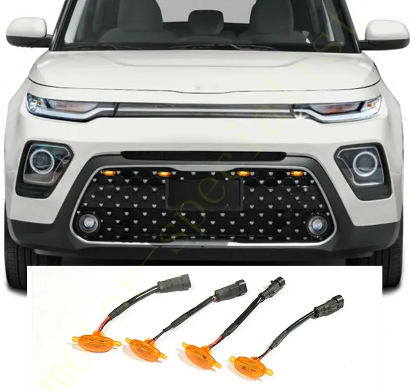 LED Car Front Grille LED Amber Light Raptor Style Light Kit Decor W/ Wire Speed 4Pcs For Kia Soul 2020-2021
LED Car Front Grille LED Amber Light Raptor Style Light Kit Decor W/ Wire Speed 4Pcs For Kia Soul 2020-2021