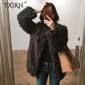 TXJRH Korea Hairy Shaggy Faux Lamb Wool Fur Coat Stylish Women Long Sleeve Thick Keep Warm Mid Long Jacket Outerwear Top 3 Color 
TXJRH Korea Hairy Shaggy Faux Lamb Wool Fur Coat Stylish Women Long Sleeve Thick Keep Warm Mid Long Jacket Outerwear Top 3 Color