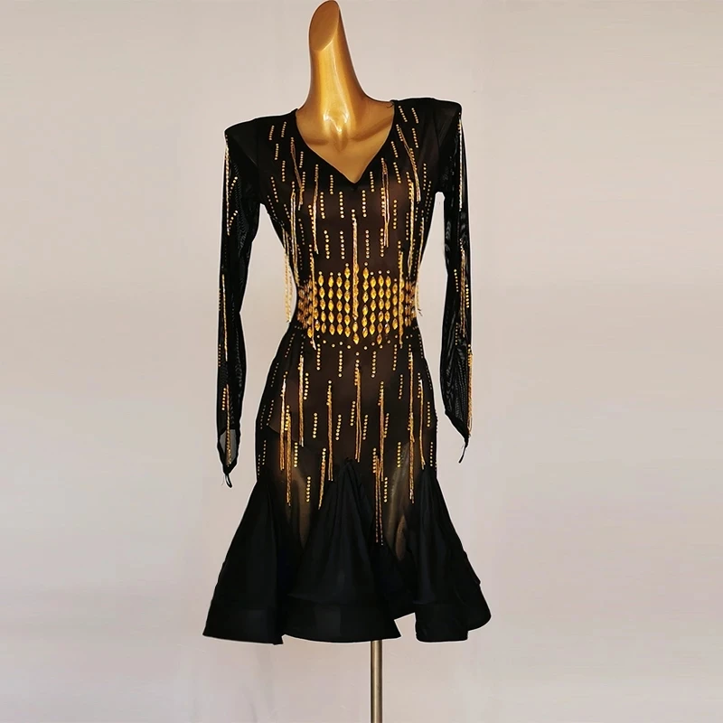 Latin Dress Dance Competition Performance Stage Costume Ballroom Pratice Wear Tube Beads Rhinestones Nightclub Outfits
Latin Dress Dance Competition Performance Stage Costume Ballroom Pratice Wear Tube Beads Rhinestones Nightclub Outfits
