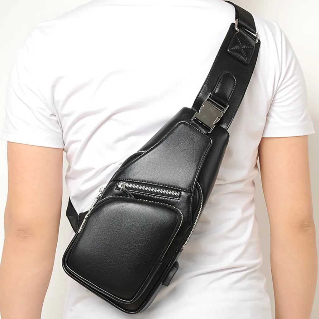 Men's Chest Bag Men Leather Chest USB Backbag With Headphone Hole Travel Organizer Male Bag cangurera para la cintura mujer#N3
Men's Chest Bag Men Leather Chest USB Backbag With Headphone Hole Travel Organizer Male Bag cangurera para la cintura mujer#N3