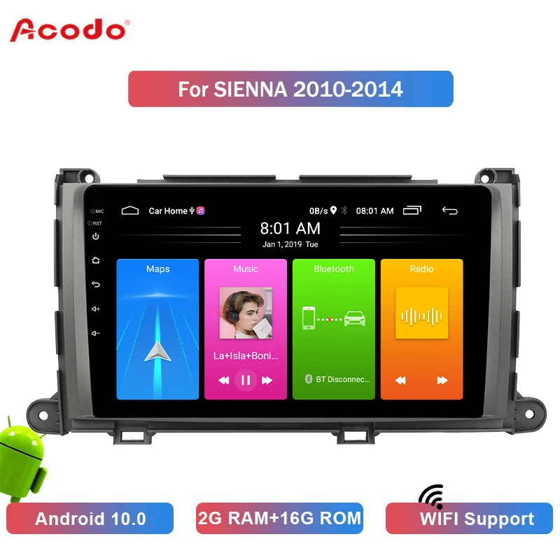 ACODO 2+16G Android 10.0 Car Radio Multimedia Player For Toyota SIENNA 2010-2014 Navigation GPS 2 din
ACODO 2+16G Android 10.0 Car Radio Multimedia Player For Toyota SIENNA 2010-2014 Navigation GPS 2 din