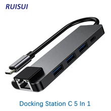 5 In1 Docking Station USB C Hub Type C Multiport Adapter With Gigabit Ethernet 3 Ports USB 3.0 Hub For Macbook Pro USB C Devices
5 In1 Docking Station USB C Hub Type C Multiport Adapter With Gigabit Ethernet 3 Ports USB 3.0 Hub For Macbook Pro USB C Devices