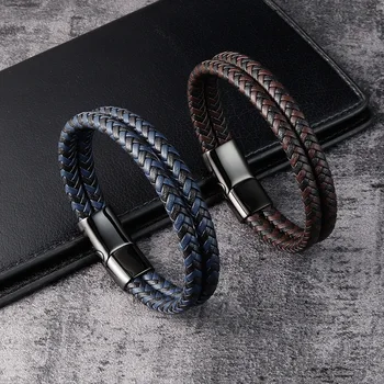 Fashion Genuine Leather Bracelet for Men Brown Black Rope Chain Stainless Steel Clasp Magnetic Punk Jewelry Cool Gift 
Fashion Genuine Leather Bracelet for Men Brown Black Rope Chain Stainless Steel Clasp Magnetic Punk Jewelry Cool Gift