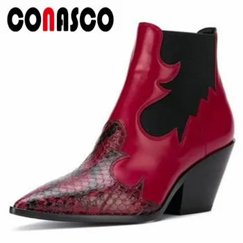 CONASCO Fashion Women Short Boots Autumn Winter Warm Party Shoes Genuine Leather Metal Decoration Strange Heels Shoes Woman
CONASCO Fashion Women Short Boots Autumn Winter Warm Party Shoes Genuine Leather Metal Decoration Strange Heels Shoes Woman