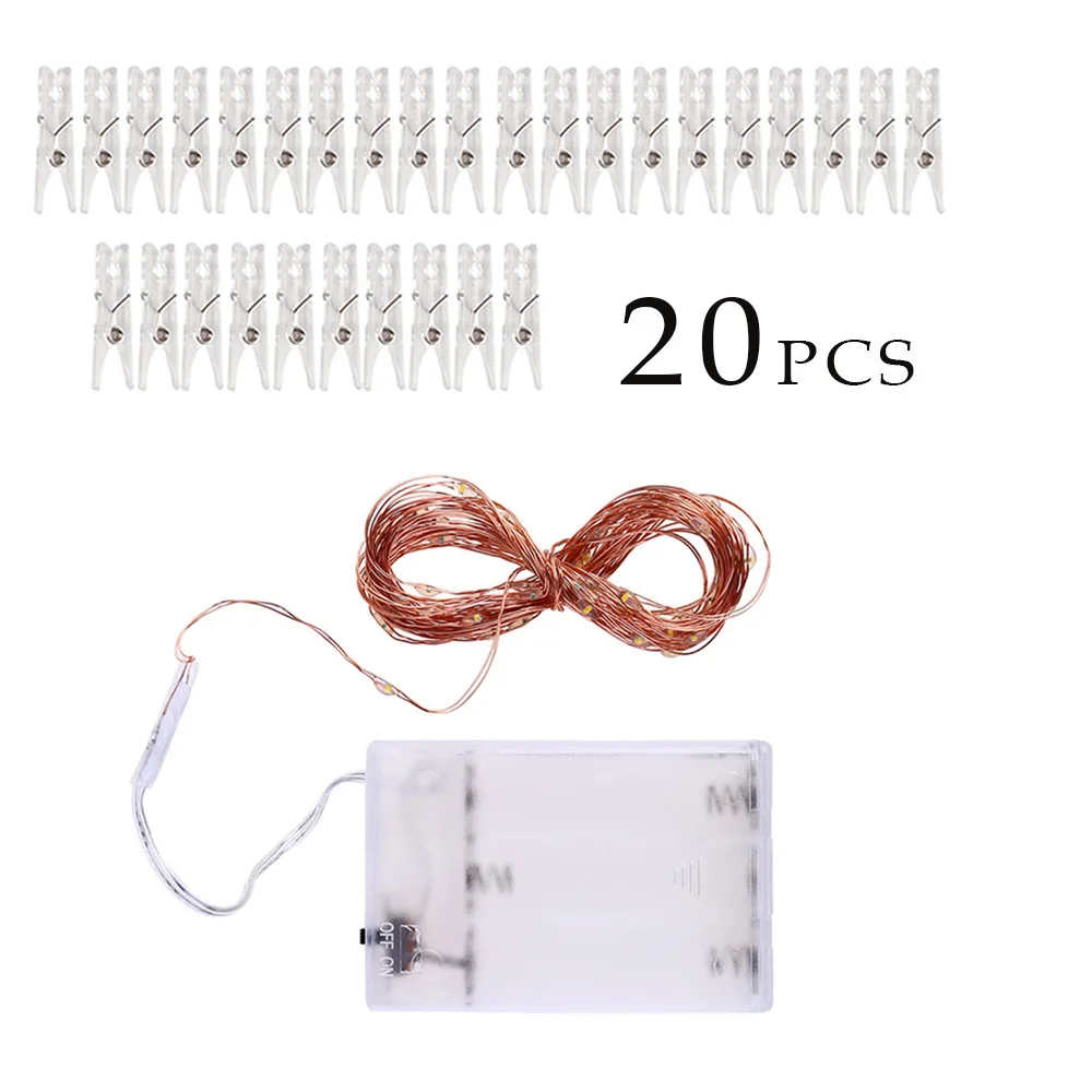 Xmas Fairy Copper Wire Garland 2M 5M Led Photo Clip String Lights Christmas Outdoor Home Battery Power Party Wedding Tree Decor (6)