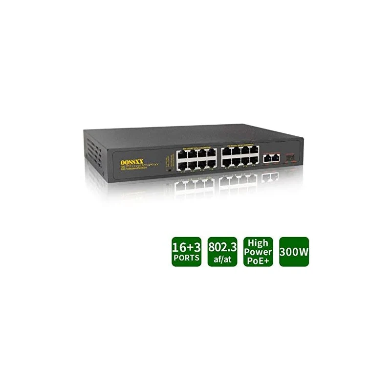 16 port Unmanaged Poe Network Switch Ethernet with RJ45 Network Ports IEEE 802.3 af/at Suitable for CCTV Camera System
16 port Unmanaged Poe Network Switch Ethernet with RJ45 Network Ports IEEE 802.3 af/at Suitable for CCTV Camera System