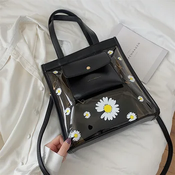PVC Transparent Handbag Two-piece Set New Simple Fresh Age Reduction Shoulder Bag Casual Diagonal Printing Girl Bag Pink Black
PVC Transparent Handbag Two-piece Set New Simple Fresh Age Reduction Shoulder Bag Casual Diagonal Printing Girl Bag Pink Black