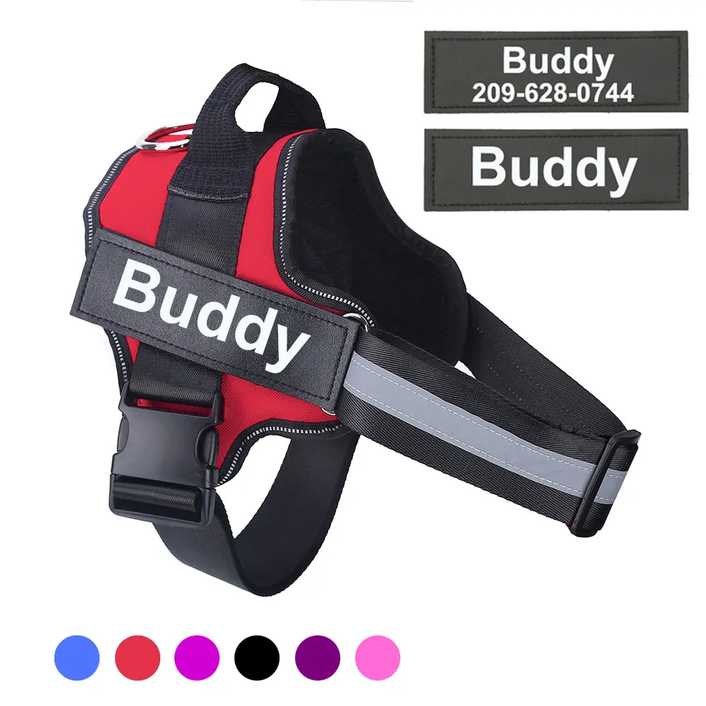 Dog Harness Reflective Breathable Adjustable Pet Harness For Dog Vest ID Custom Patch Outdoor Walking Dog Supplies