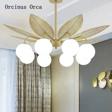 American light luxury gold leaf chandelier living room dining room bedroom creative milk white glass ball Chandelier
American light luxury gold leaf chandelier living room dining room bedroom creative milk white glass ball Chandelier