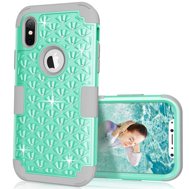 360 Shiny Diamond full Body Shockproof Cover Hybrid TPU+ Rubber Hard Rugged Armor Phone Case For iPhone X XS 5C 8 7 6 6s Plus
360 Shiny Diamond full Body Shockproof Cover Hybrid TPU+ Rubber Hard Rugged Armor Phone Case For iPhone X XS 5C 8 7 6 6s Plus