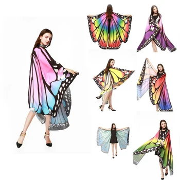 

Novelty 7 Colors Women Scarf Pashmina Butterfly Wing Cape Cloak Peacock Shawl Wrap Tippet Gifts Cute Butterfly Wings Print