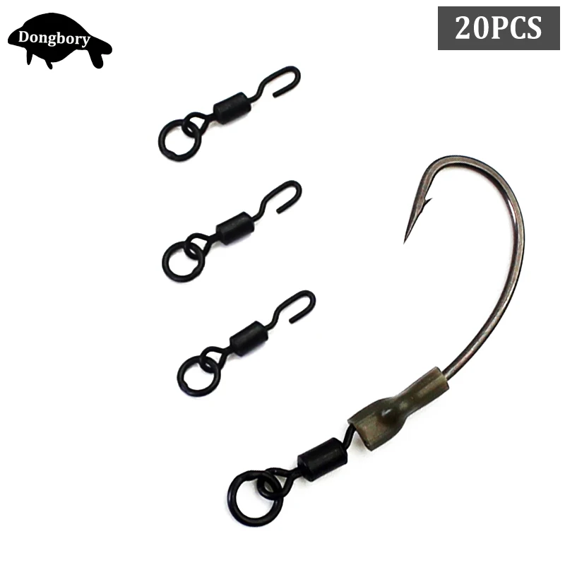 

20Pcs Carp Fishing Accessories Spinner Swivels Quick Change Swivels for Ronnie Rigs Rolling Swivel Carp Fishing Chod Rig Tackle