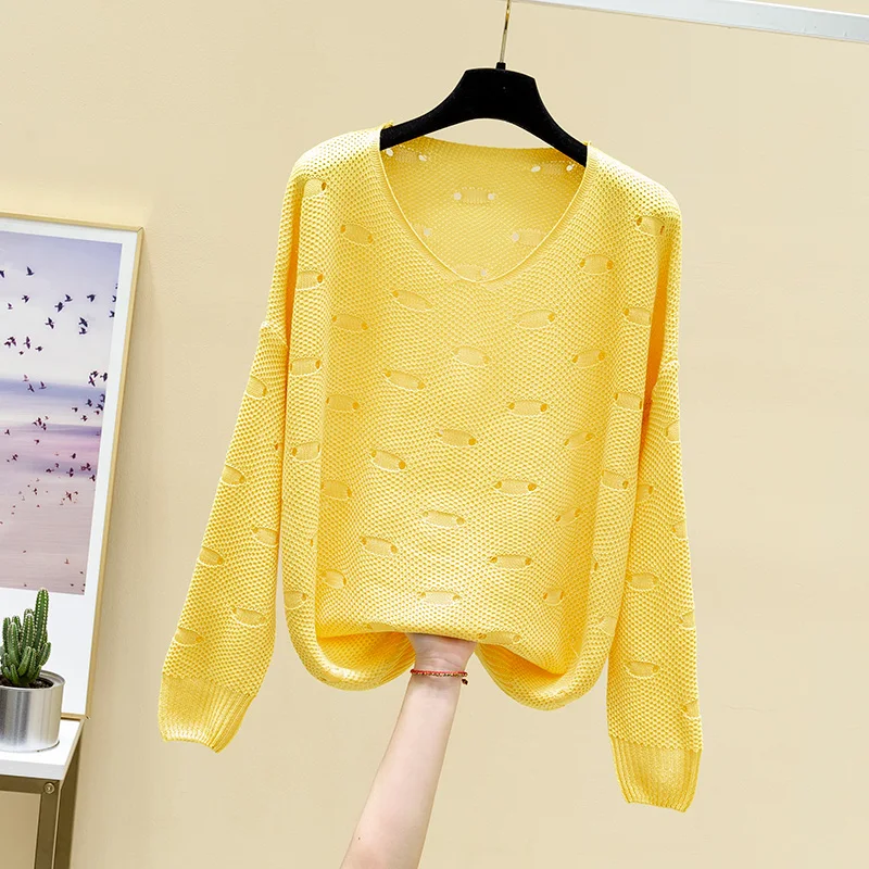 Hollowed out sweater women's Korean loose bottomed top long sleeve 2021 spring new fashion V-Neck Sweater thin
Hollowed out sweater women's Korean loose bottomed top long sleeve 2021 spring new fashion V-Neck Sweater thin