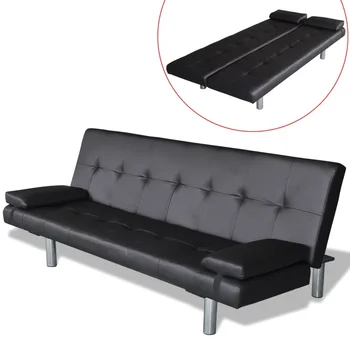Adjustable Sofa Bed with Two Pillows Synthetic Leather Black Sofa for Living room Bedroom Modern Sofa for Office Simple New
Adjustable Sofa Bed with Two Pillows Synthetic Leather Black Sofa for Living room Bedroom Modern Sofa for Office Simple New
