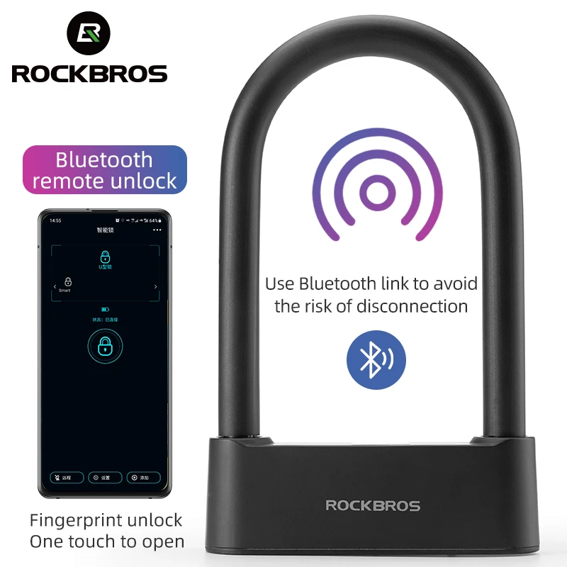 ROCKBROS Bicycle Lock Smart Fingerprint Bluethooth Lock Alloy Material USB Charging U-Shape Waterproof Durable Bike Accessories
ROCKBROS Bicycle Lock Smart Fingerprint Bluethooth Lock Alloy Material USB Charging U-Shape Waterproof Durable Bike Accessories