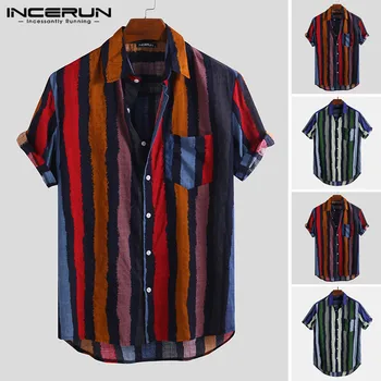 INCERUN Striped Mens Shirt Short Sleeve Pockets Streetwear Tops Retro Vintage Breathable Casual Shirts Men Camisa 2020 Plus Size
INCERUN Striped Mens Shirt Short Sleeve Pockets Streetwear Tops Retro Vintage Breathable Casual Shirts Men Camisa 2020 Plus Size