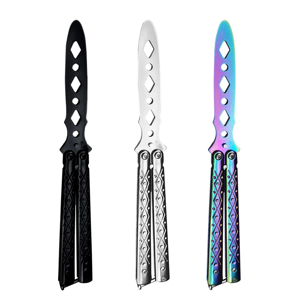 Складная бабочка тренировочный нож трансформер Blunt Balisong Карманный тренажер из