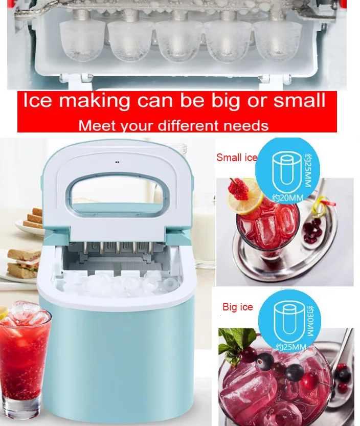 Commercial Automatic Ice Cube Maker Household Portable Electric Bullet Round Ice Making Machine 15kg/24H Coffee Bar Teamilk Shop 
Commercial Automatic Ice Cube Maker Household Portable Electric Bullet Round Ice Making Machine 15kg/24H Coffee Bar Teamilk Shop
