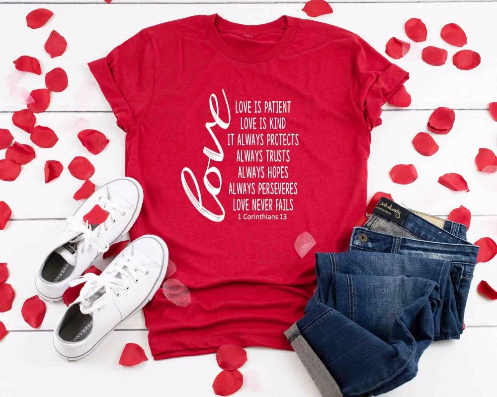 Valentine Love Never Fails t Shirt 1 Corinthians 13 Bible Verse Christian Valentine Love slogan passion women tumblr tee- K237
Valentine Love Never Fails t Shirt 1 Corinthians 13 Bible Verse Christian Valentine Love slogan passion women tumblr tee- K237