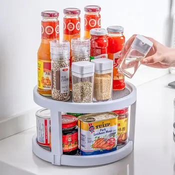 360 Degree Rotating 2 Tier Spices Fruit Tray Turning Table Rotatable Desktop Storage Home Kitchen Storage Rack Stand Organizer
360 Degree Rotating 2 Tier Spices Fruit Tray Turning Table Rotatable Desktop Storage Home Kitchen Storage Rack Stand Organizer