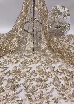 Amazing wedding/party gold French net lace fabric African mesh cloth with sequins for dress PAN244(5yards/lot)
Amazing wedding/party gold French net lace fabric African mesh cloth with sequins for dress PAN244(5yards/lot)