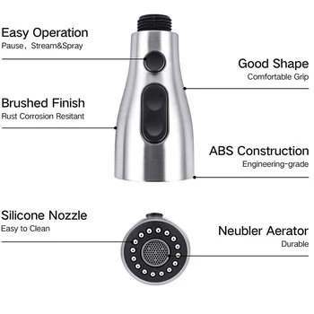 Faucet Head Sprayer Kitchen Faucet Spray Head Replacement Brushed No Hose For Durability, Ust & Corrosion,water Stop Function
Faucet Head Sprayer Kitchen Faucet Spray Head Replacement Brushed No Hose For Durability, Ust & Corrosion,water Stop Function