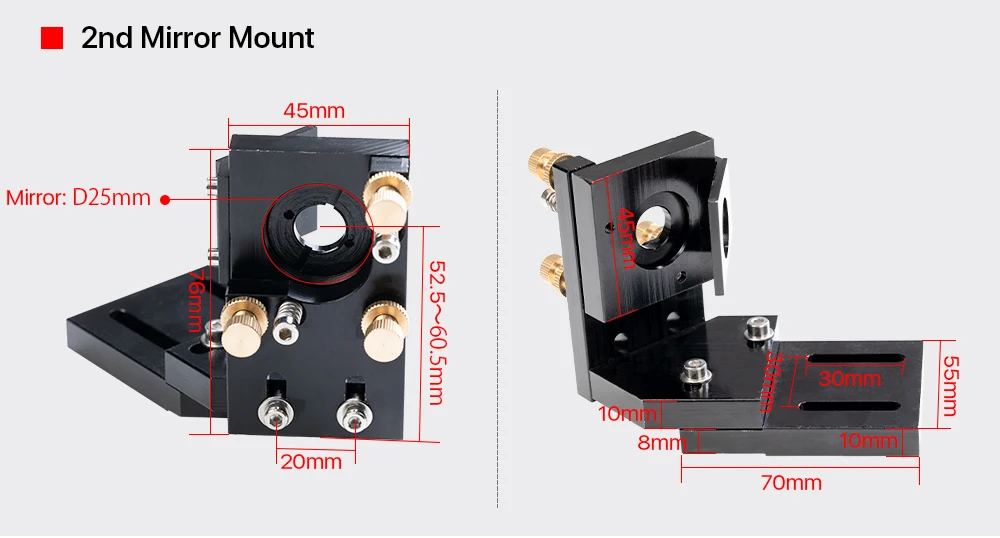 Cloudray New CO2 E Series Laser Head Set with Lens D20mm FL50.8 & 63.5 & 101.6 Mirror 25mm for Laser Engraving Cutting Machine
