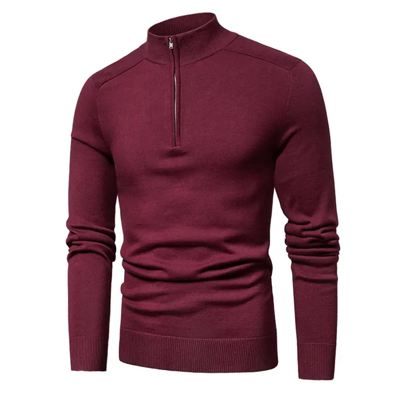 MuLS 2019 Cotton Sweater Men Pollovers Casual Knitted Sweaters Jacket Pullover Half Zipper Turtleneck Knitwear Polo-Collar Coat 02