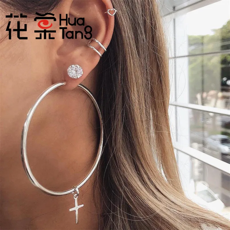 HuaTang 5pcs/sets Punk Silver Cross Drop Earrings Big Hollow Round Clear Crystal Stone Lovely Heart Geometry Women Jerwelry 8833
HuaTang 5pcs/sets Punk Silver Cross Drop Earrings Big Hollow Round Clear Crystal Stone Lovely Heart Geometry Women Jerwelry 8833