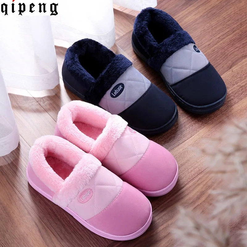 Insulated Brushed And Thick with Heel Warm Indoor All Edges Included Care Winter Cotton Slippers WOMEN'S Bag Heel And Rong Furry