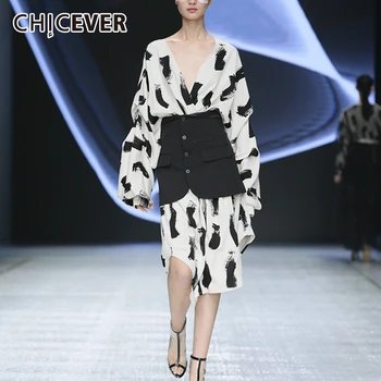 CHICEVER Print Hit Color Two Piece Set For Women V Neck Long Sleeve Dress High Waist Mini Skirts Female Suit 2020 Autumn Fashion
CHICEVER Print Hit Color Two Piece Set For Women V Neck Long Sleeve Dress High Waist Mini Skirts Female Suit 2020 Autumn Fashion