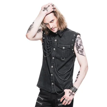 Devil Fashion Men's Gothic Punk Summer Sleeveless Cotton Vest Cowboy Rivets Slim Fit Casual Waistcoat 
Devil Fashion Men's Gothic Punk Summer Sleeveless Cotton Vest Cowboy Rivets Slim Fit Casual Waistcoat