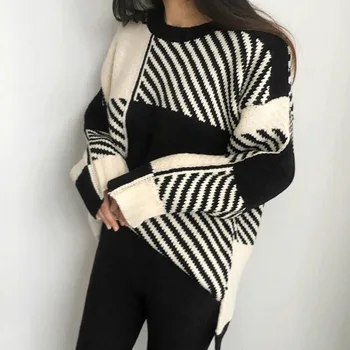 Spain Desigu style multi type elastic long sleeved single collar Winter Color Patchwork O-neck Sweaters Fashion O-Neck Striped
Spain Desigu style multi type elastic long sleeved single collar Winter Color Patchwork O-neck Sweaters Fashion O-Neck Striped
