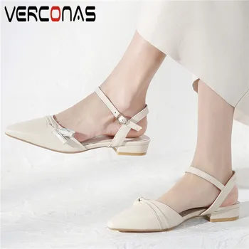 VERCONAS Women Thick Heels Sandals Genuine Leather Concise Pointed Toe Slippers Party Pumps Summer Knot Elegant Shoes Woman
VERCONAS Women Thick Heels Sandals Genuine Leather Concise Pointed Toe Slippers Party Pumps Summer Knot Elegant Shoes Woman