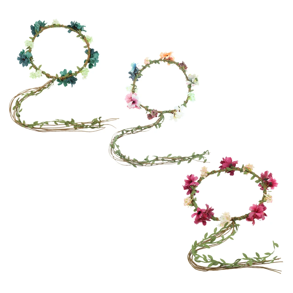 3 Colors Women Flower Headband Wreath Crown Floral Wedding Garland Festivals Photography 3 Colors Women Flower Headband Wreath Crown Floral Wedding Garland Festivals Photography
