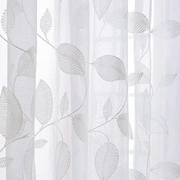 White Sheer Screen Curtain Leaves for Living Room Embroidered Voile Curtain for Balcony Kitchen Tulle Drape Window T&012#40
White Sheer Screen Curtain Leaves for Living Room Embroidered Voile Curtain for Balcony Kitchen Tulle Drape Window T&012#40