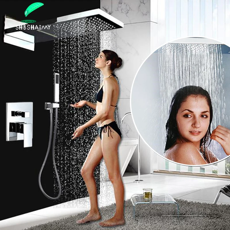 Bathroom Shower Faucet Set System Chrome Rain Waterfall Square Shower Head Big Size Wall Mounted 3-ways Hot Cold Mixer Tap
Bathroom Shower Faucet Set System Chrome Rain Waterfall Square Shower Head Big Size Wall Mounted 3-ways Hot Cold Mixer Tap