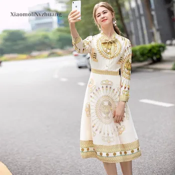 Xiaomoli French style retro printing bow neck show slim fit splicing mesh dress 2020 spring and summer women's new
Xiaomoli French style retro printing bow neck show slim fit splicing mesh dress 2020 spring and summer women's new