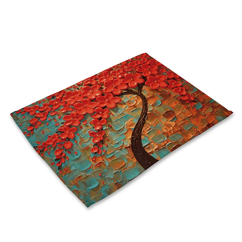 Oil Tree Placemat Modern Oil Floral Pattern Tablemat Linen Pads for Kitchen Table New Year Christmas Placemat For Dining Table
Oil Tree Placemat Modern Oil Floral Pattern Tablemat Linen Pads for Kitchen Table New Year Christmas Placemat For Dining Table