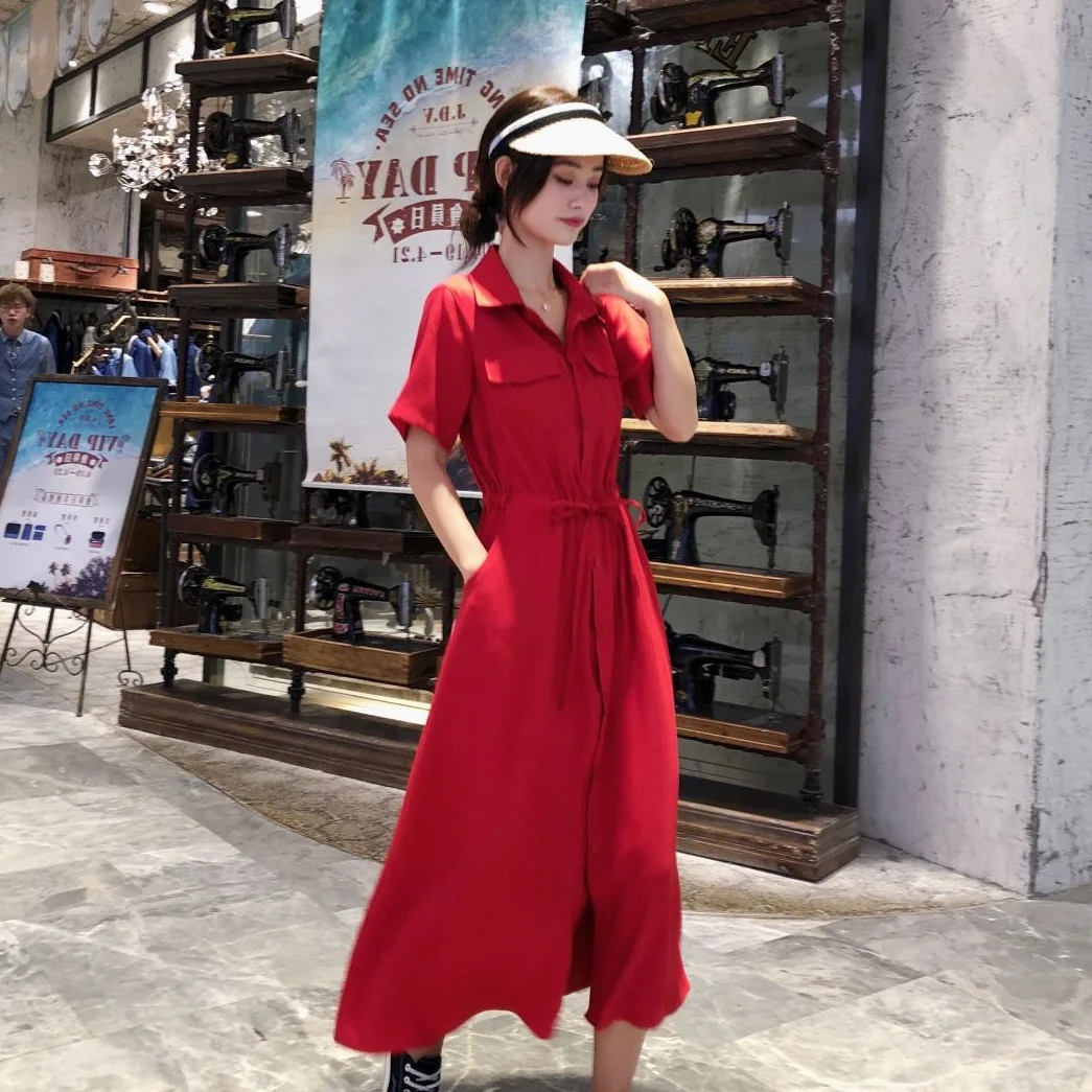 Photo Shoot CHIC Normcore Style Three-Color Mid-length Fold-down Collar Single Breasted Drawstring Waist Hugging Big Hemline Shi
Photo Shoot CHIC Normcore Style Three-Color Mid-length Fold-down Collar Single Breasted Drawstring Waist Hugging Big Hemline Shi